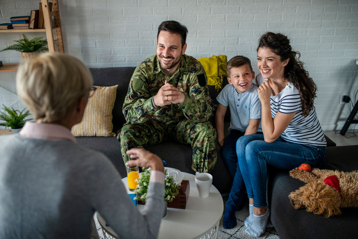 anxious family talking with therapist