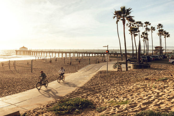 bicycle lane at the beach in la