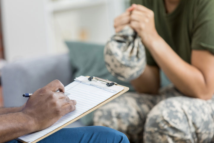 soldier talking with psychologist