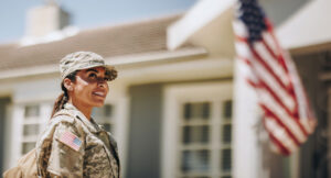 female soldier coming home