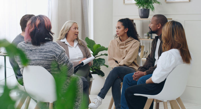 diverse group in counseling session