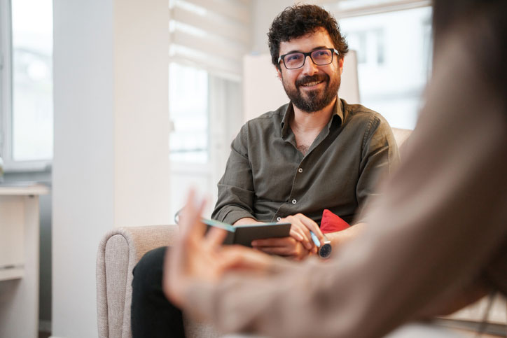 smiling psychologist in office